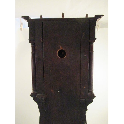 225 - A small sized model of an 18th century long cased clock with arched finial pediment and having reede... 