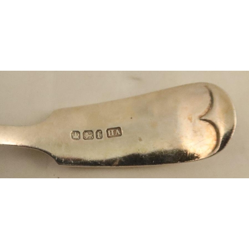 325 - A silver fiddle pattern sauce ladle, engraved with an initial, Sheffield 1898, together with another... 