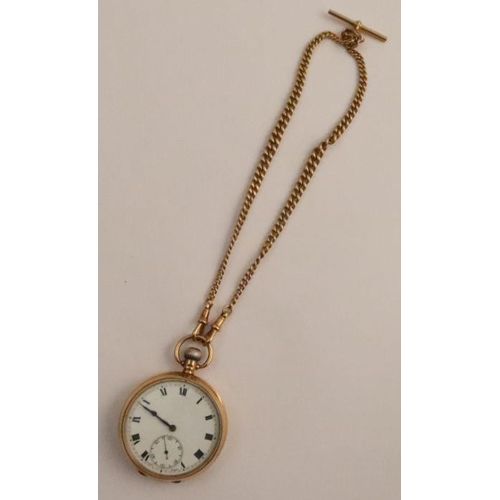 354 - A Dennison 9ct gold open face pocket watch, with presentation inscription to Flight Sergt. C.H Nott ... 