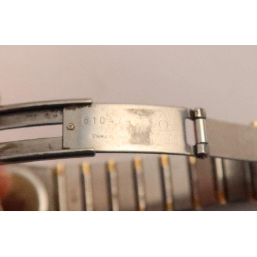 356 - A lady's Omega constellation stainless steel and 18ct yellow gold wrist watch, bracelet and deployme... 