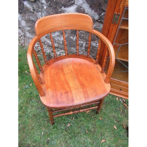 38 - An Arts and Crafts style occasional table, together with an arm chair and a corner unit.