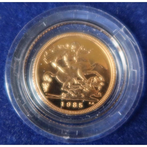 383 - A Royal Mint 1985 proof half sovereign, in case