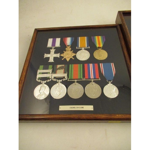 397 - 2 family groups of medals, comprising Colonel C.M.Clode Military Cross trio, India General Service M... 