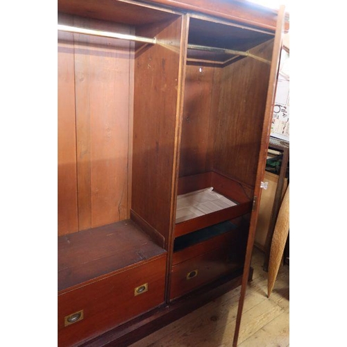 4 - A 19th century mahogany double door wardrobe, fitting with a hanging space and drawers, height 76ins... 