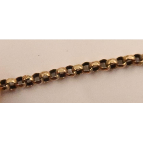 419 - A 9ct gold belcher link guard chain, weight 32g