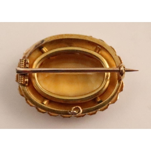 422 - A Victorian citrine and pearl oval brooch, together with a topaz and pearl ring