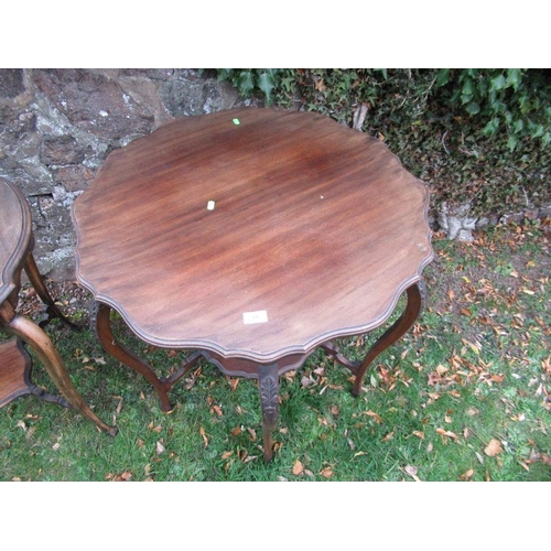 44 - A mahogany centre table, diameter 30ins, together with a similar example, width 25ins