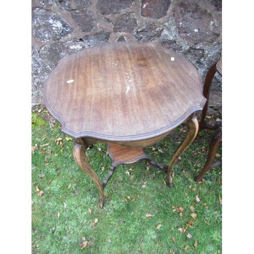 44 - A mahogany centre table, diameter 30ins, together with a similar example, width 25ins