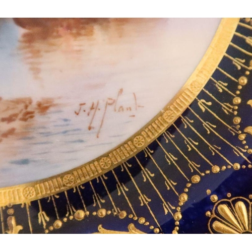 545 - A Royal Doulton cabinet plate, decorated with a view of Murano across water with figures in a boat a... 