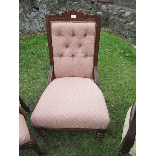 55 - An Edwardian easy chair, together with an open arm chair and a 19th century style tub chair