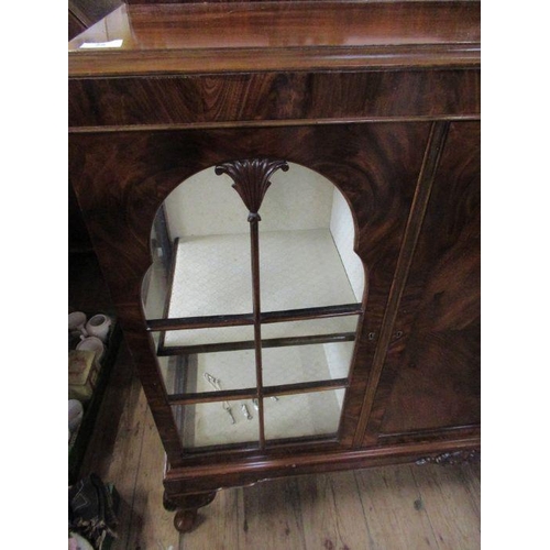 56 - A walnut display cabinet, width 52ins, height 47ins