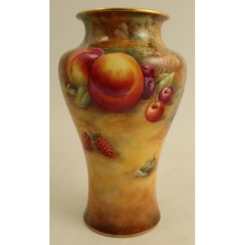 588 - A Royal Worcester vase, decorated all round with fruit to a mossy background by H H Price, shape num... 