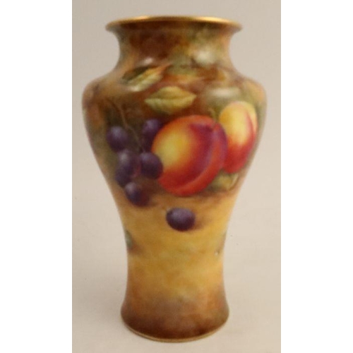 588 - A Royal Worcester vase, decorated all round with fruit to a mossy background by H H Price, shape num... 