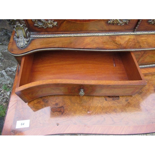 64 - A 19th century burr walnut and king wood writing desk, with ormolu mounts, width 36ins, height 60ins