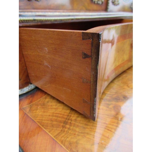 64 - A 19th century burr walnut and king wood writing desk, with ormolu mounts, width 36ins, height 60ins