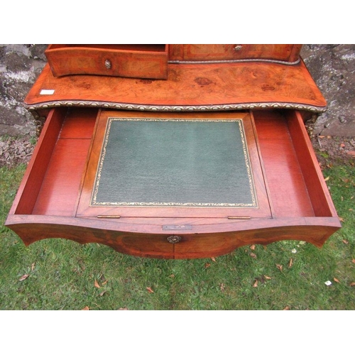 64 - A 19th century burr walnut and king wood writing desk, with ormolu mounts, width 36ins, height 60ins