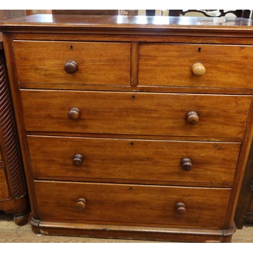 8 - A 19th century mahogany chest, of two short over three long drawers, 47ins x 21ins, height 47ins