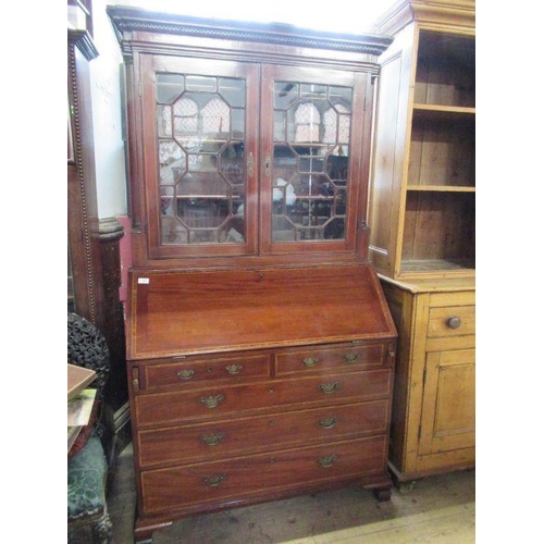 90 - A 19th mahogany bureau bookcase, width 42ins, height 80ins