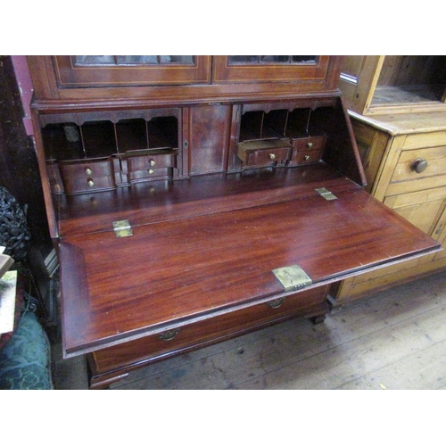 90 - A 19th mahogany bureau bookcase, width 42ins, height 80ins