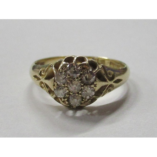 459 - A Victorian diamond cluster ring, marked 18ct, weight 3.2g