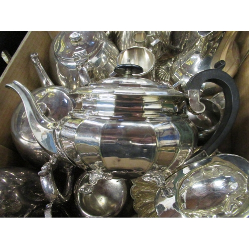 305 - A box of assorted silver plate to include tea set etc