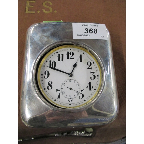 368 - A Goliath pocket watch, together with a silver mounted travel case, dial af