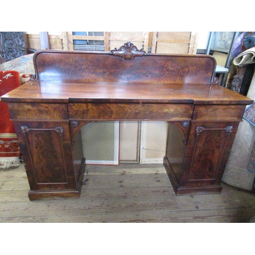 10 - A 19th Century mahogany twin pedestal sideboard, width 72ins, height 53ins, depth 23ins