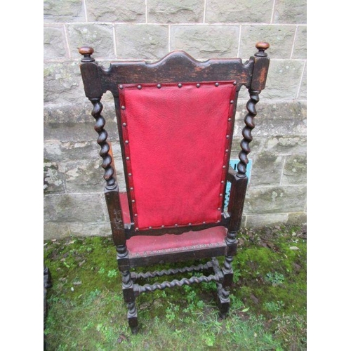 25 - A set of four (three plus one) antique design chairs with red leather seats and back