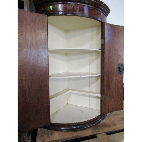 3 - A Georgian bow fronted corner cupboard width 26ins, height 41ins