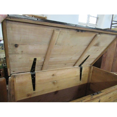 32 - A pine chest width 39ins, height 19ins, depth 20.5