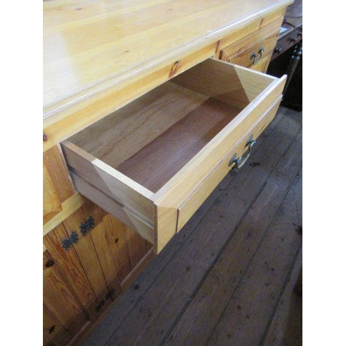 33 - A large pine side board , width 67ins, depth 24ins, height 36ins