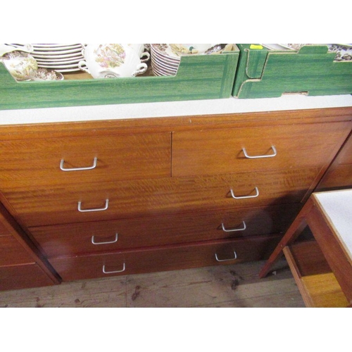 43 - Three chest of drawers with a Formica top, width 36ins, height 33.5ins for all, together with a pair... 