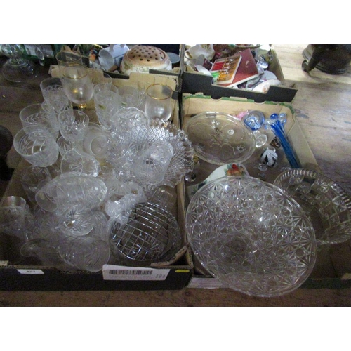 451 - Two boxes of mixed glassware and a mantel clock