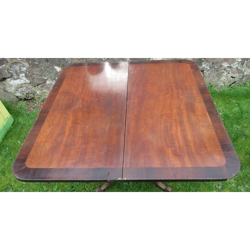 55 - A 19th century mahogany rosewood fold over table, width 36ins, height 28ins