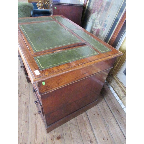 1 - A 19th century mahogany twin pedestal desk, with rising writing slope, width 42ins, height 29ins, de... 