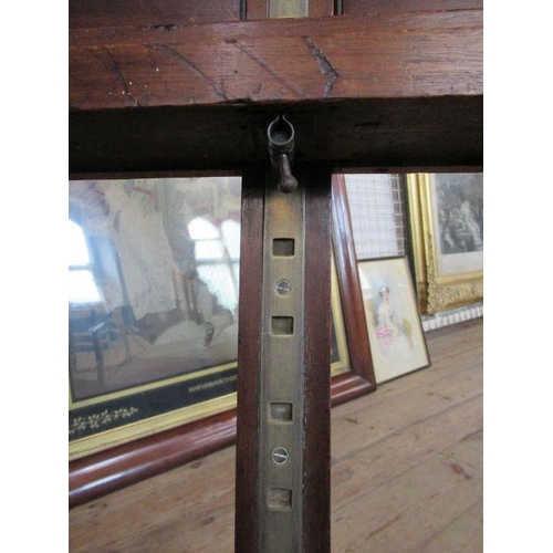 11 - An adjustable oak artists easel, stamped Halford Bros. Oxford St, London, height 72ins, width 29ins