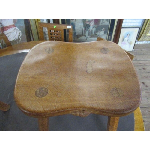 15 - A Robert 'Mouseman' Thompson of Kilburn four legged oak stool, width 14.5ins, height 18ins