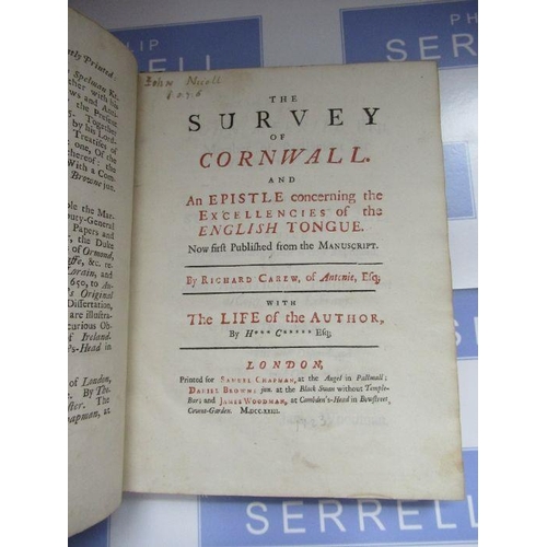 173 - 'The Survey of Cornwall' by Richard Carew, 1723 edition in full calf binding