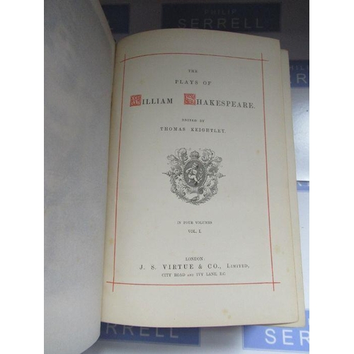 184 - 'The Plays of Shakespeare', edited by Thomas Keightley, J.S Virtue and Co, four volumes, gilt decora... 