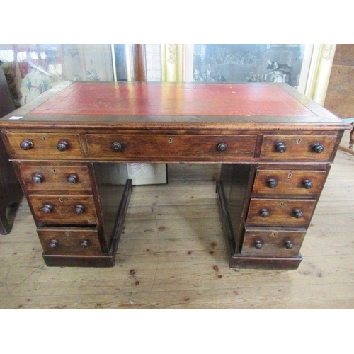 2 - A 19th mahogany twin pedestal desk, width 48ins, depth 26ins, height 30ins