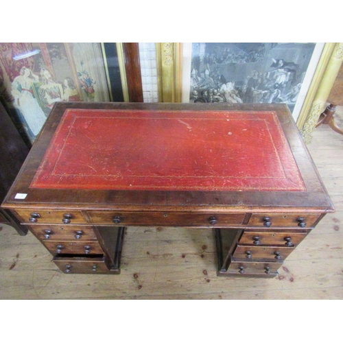 2 - A 19th mahogany twin pedestal desk, width 48ins, depth 26ins, height 30ins