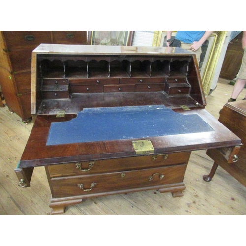 22 - A 19th century mahogany bureau, width 38ins, depth 20ins, height 42ins