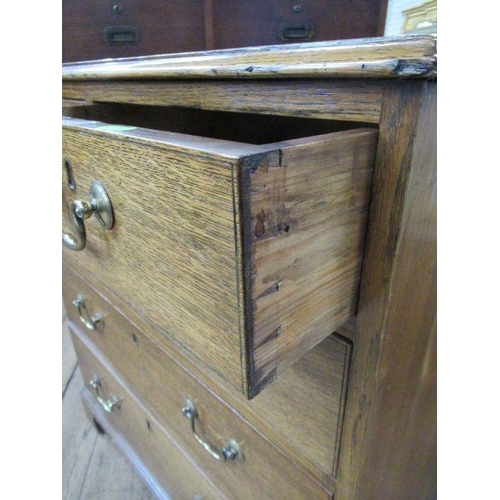 23 - A 19th century oak chest of drawers, width 32ins, depth 18.5ins, height 35ins