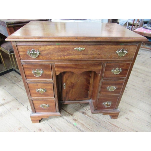 24 - A 19th century mahogany knee hole desk, width 31ins, depth 19ins, height 30.5ins