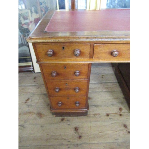 3 - A 19th century mahogany twin pedestal desk, width 42ins, depth 24ins, height 29ins 38301