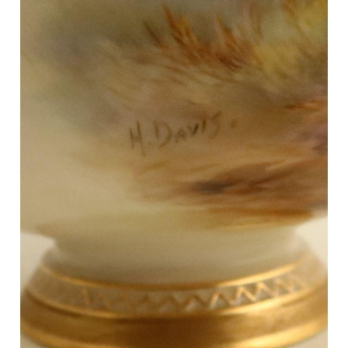 382 - A Royal Worcester vase, painted with sheep in a landscape with a river by Harry Davies, shape number... 