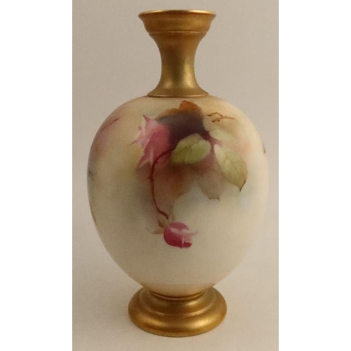 391 - A Royal Worcester vase, painted with roses by Jarman, shape number 1846, height 12ins - No signs of ... 