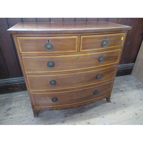 40 - A 19th century bow fronted chest of drawers, width 38ins, depth 21ins, height 35ins