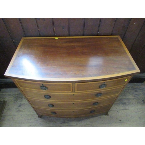 40 - A 19th century bow fronted chest of drawers, width 38ins, depth 21ins, height 35ins