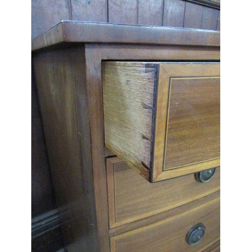 40 - A 19th century bow fronted chest of drawers, width 38ins, depth 21ins, height 35ins